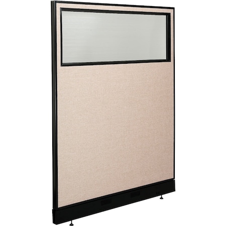 Interion By Global Industrial Interion Office Partition Panel with Partial Window & Pass-Thru Cable, 48-1/4inW x 64inH, Tan 694724WPTN
